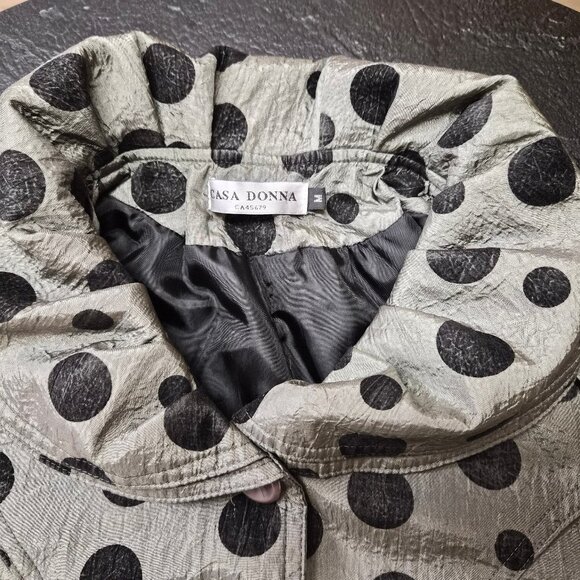 Casa Donna Polka Dot Belted Trench Coat M Mod Y2K - Picture 3 of 5